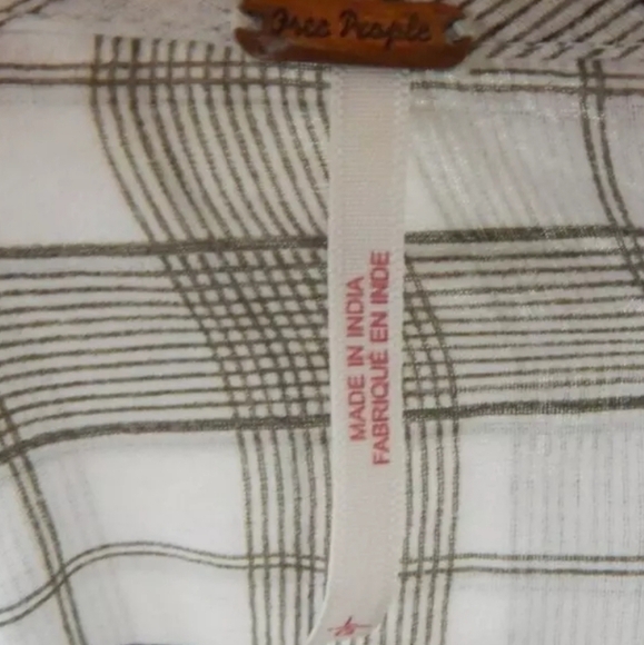 Free People Time Out Plaid Lace Trim Top - Picture 3 of 4